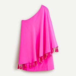 STUNNING JCREW SILK TASSEL PINK ONE SHOULDER COCKTAIL DRESS Size 4